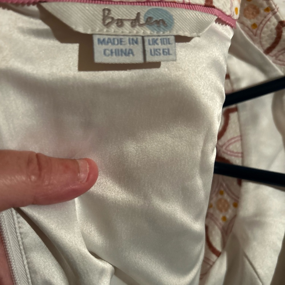 Boden Talia Trellis Sheath Dress Size 6L Pink Ivory Textured Cotton Pockets - Picture 7 of 13